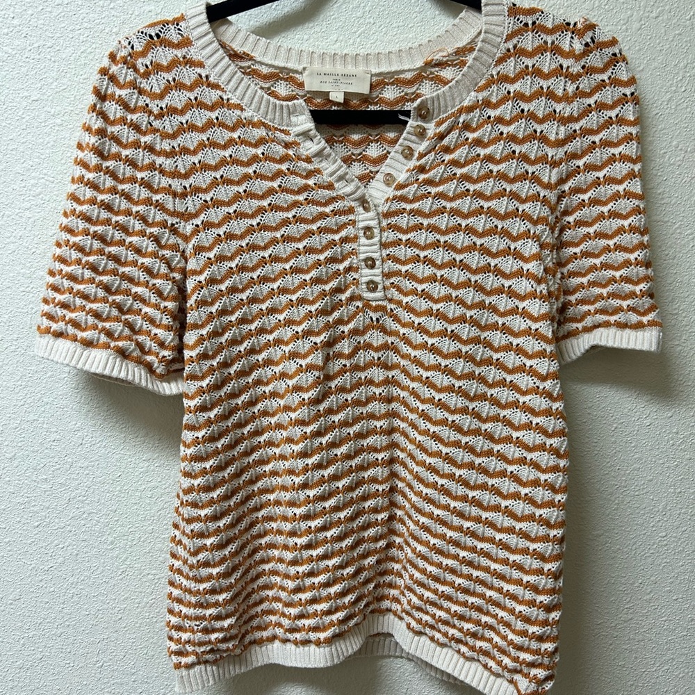 Sézane Maille Mae Knit Shirt Size Large